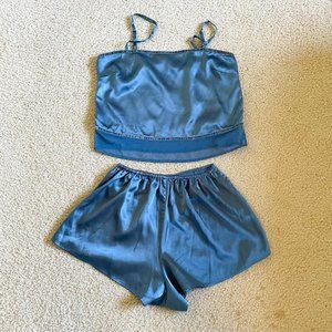 Victoria’s Secret - Vintage 90s Silk Sleepwear Set in Jewel Tone Blue Sz XS EUC